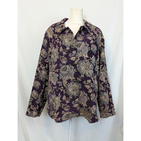 Susan Graver Purple Tapestry Embellished Detailed Stylish Jacket Blazer XL - Picture 1 of 8